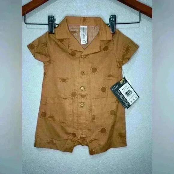 Modern Moments, 0-3 Months Baby Unisex Romper, Mocha, Suns, NWT - Picture 1 of 11
